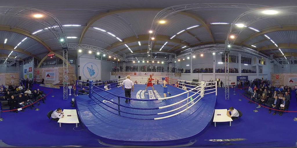 A boxing ring from The Boxing VR experience